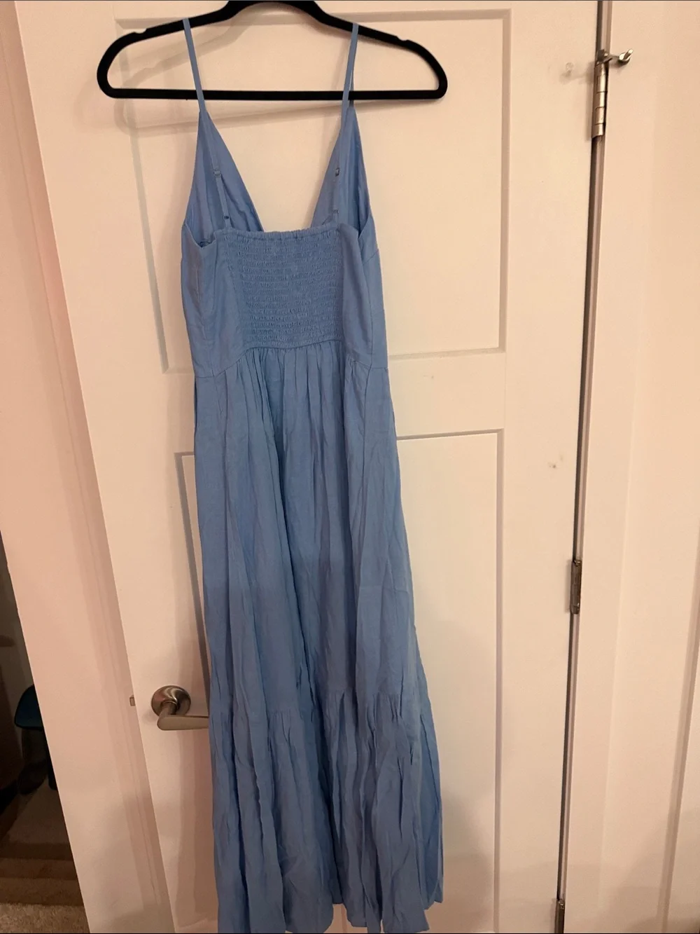 Abercrombie & Fitch Dusty Blue Tiered Button-Front Maxi Dress